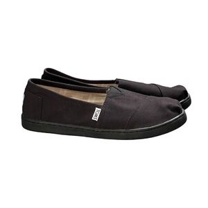 NIB TOMS Youth 5 Classic Black Canvas Slip On Alpargata Shoes 10010530